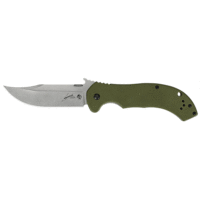 The popular Kershaw–Emerson series is growing. The newest addition, the CQC-10K, is based on the Emerson Appalachian. Originally designed as a hunting knife, it's equally adept for survival, camping, bushcrafting—or for just about any outdoor activity. The CQC-10K features a bowie-style blade of 8Cr14MoV stainless steel with a stonewashed finish. It holds an edge well, and then resharpens easily when out in the field. The handle has a deep curve, designed to fit the palm and reduce hand fatigue during time-consuming tasks. For a secure-grip, the CQC-10K has a G10 front scale with a stainless steel back and sturdy frame lock. Of course, it's also equipped with the Emerson “wave shaped opening feature” so that the folder can be opened as it is withdrawn from the pocket. Or use the thumb disk for simple, manual opening. A reversible pocketclip enables left- or right-handed carry.