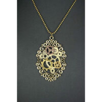 STEAMPUNK PENDANT WITH NECKLACE - GEARS BRONZE