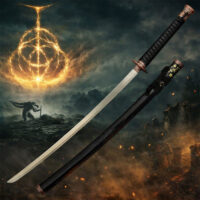 Διακοσμητικό Moonveil Katana από Elden Ring με ξύλινη θήκη και metal tsuba